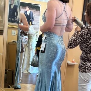 Sherri Hill Prom Dress 54273 size 4 blue/silver